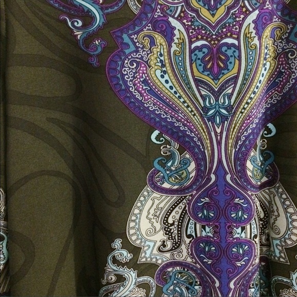 Boho chic bell sleeve peacock colored top size L - Picture 8 of 8